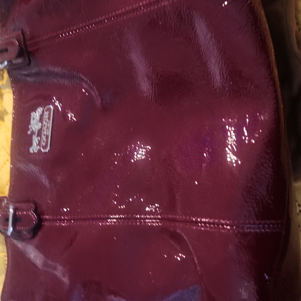Coach glossy burgundy tote bage
